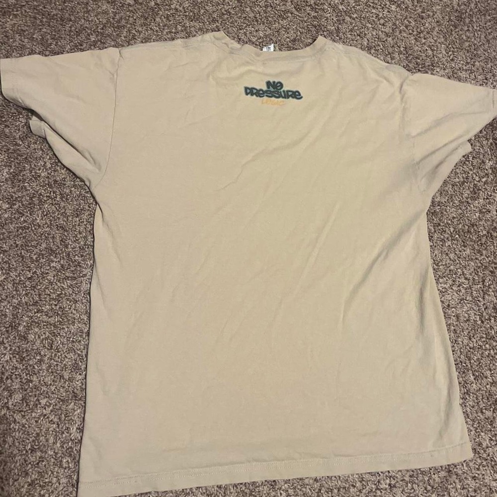 Logic No Pressure Rapper Graphic Tee Shirt Cream Tan Mens Skater Summer Top